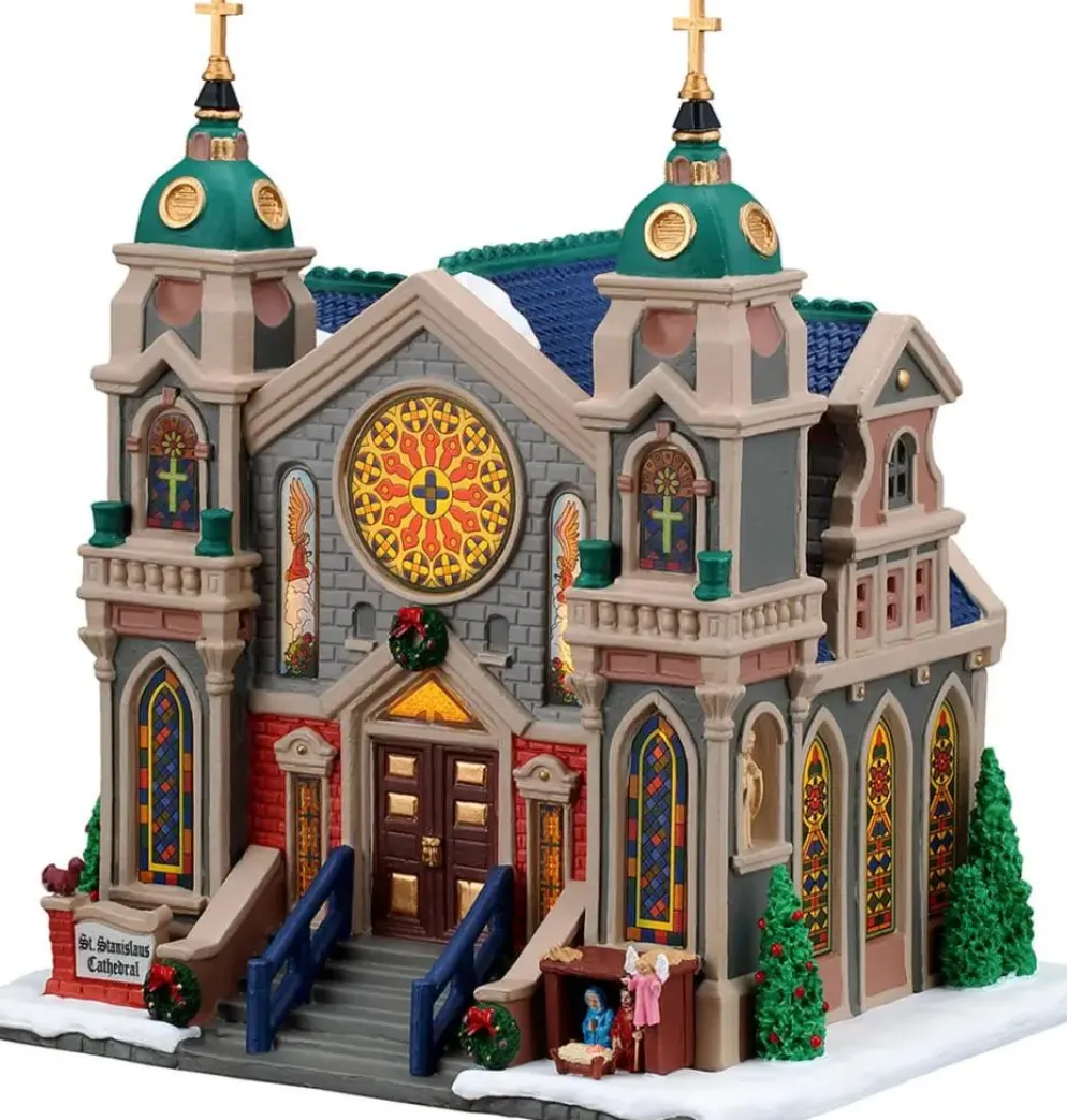 Lemax st.stanislaus cathedral verlichte kerk Caddington Village 2026