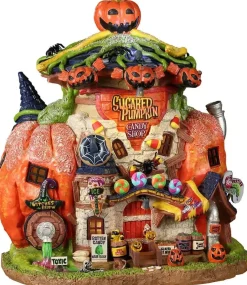 Lemax sugared pumpkin candy shoppe verlicht huisje Spooky Town 2022