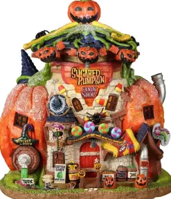 Lemax sugared pumpkin candy shoppe verlicht huisje Spooky Town 2022