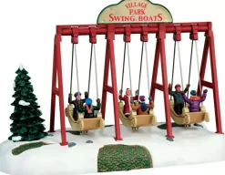 Lemax swing boats bewegend kerstdorp tafereel Caddington Village 2016