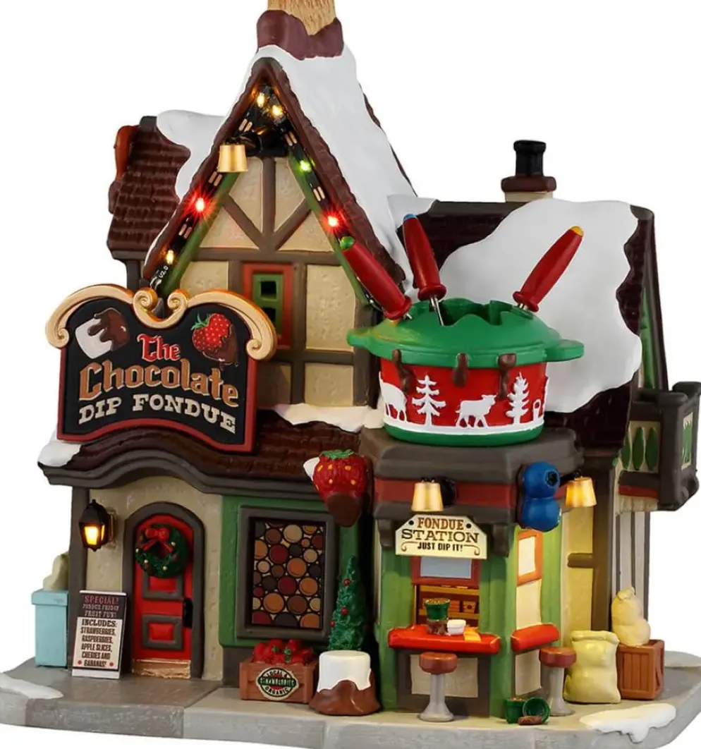 Lemax the chocolate dip fondue verlicht kersthuisje Vail Village 2026