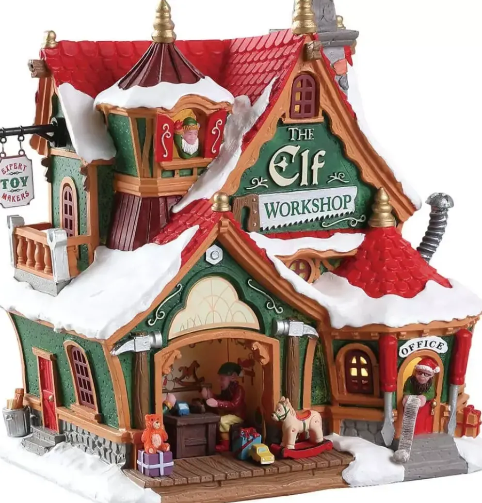 Lemax the elf workshop verlicht kersthuisje Santa's Wonderland 2018