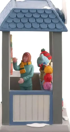 Lemax the knit 'n needle yarn shop verlicht kerstdorp tafereel Caddington Village 2022