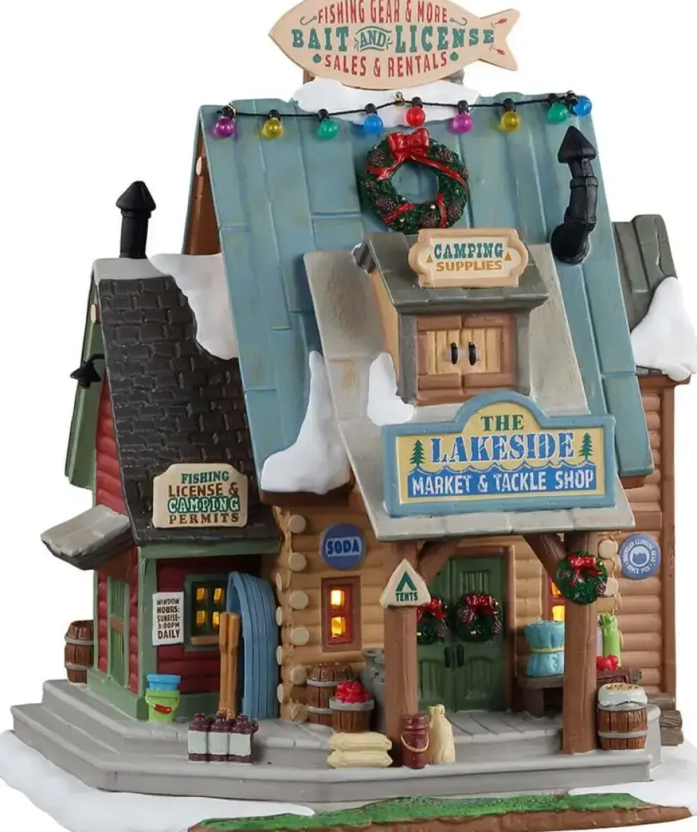 Lemax the lakeside market & tackle shop verlicht kersthuisje Vail Village 2021