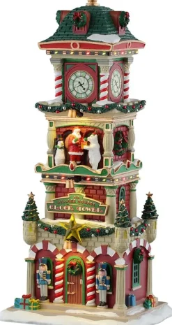 Lemax the village square clock tower verlicht kersthuisje Santa's Wonderland 2025