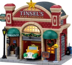Lemax tinsel's taxi company verlicht kersthuisje Caddington Village 2026