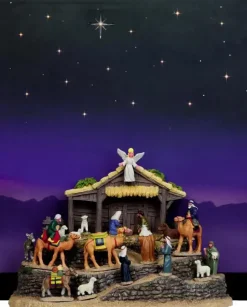 Lemax village bethlehem with background verlicht kerstdorp tafereel 2016