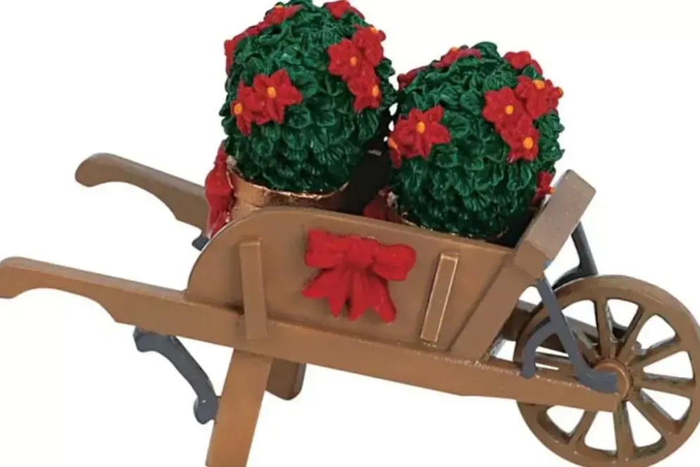Lemax wheelbarrow with poinsettias kerstdorp accessoire 2006