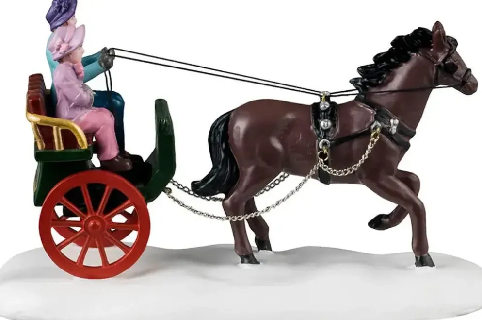 Lemax winter carriage ride kerstdorp tafereel Caddington Village 2024