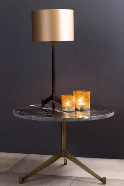 Light & Living bijzettafel metaal lomelo marmer 60x41cm zwart