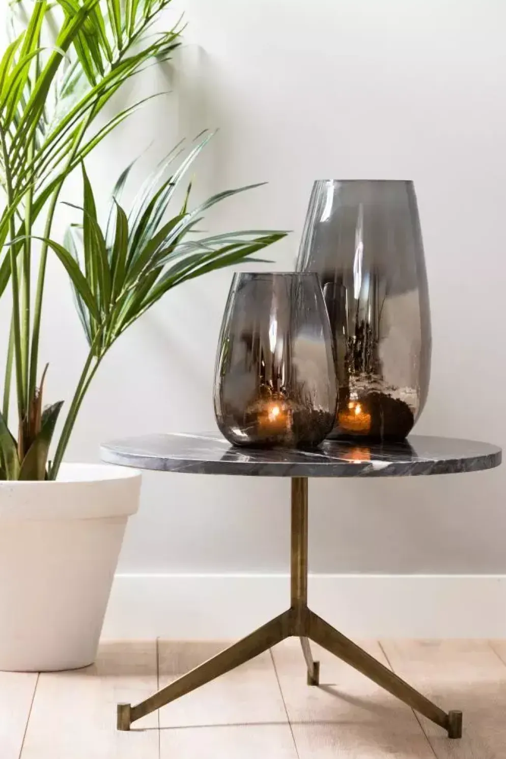 Light & Living bijzettafel metaal lomelo marmer 60x41cm zwart