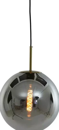 Light & Living hanglamp glas medina smoke 40x40cm transparant