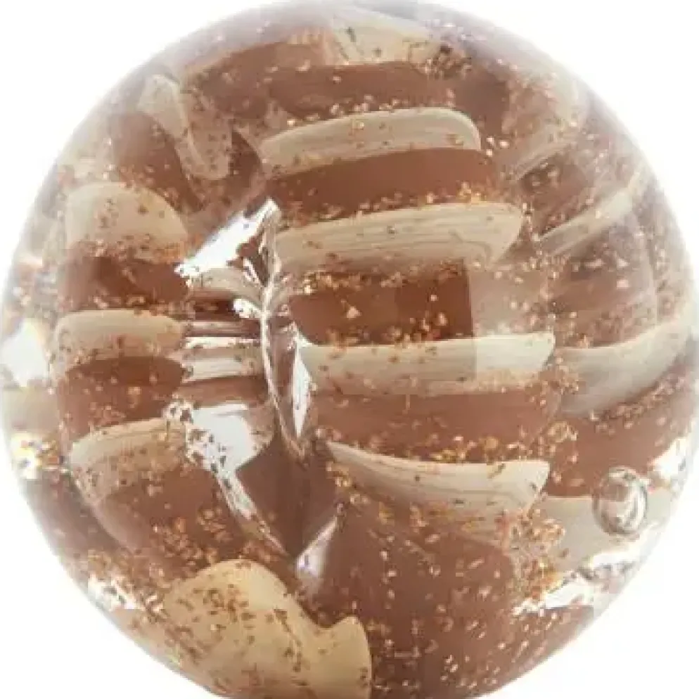 Light & Living ornament glas sael 8x8cm bruin, crème