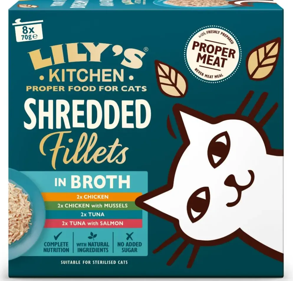 Lily's Kitchen Shredded Fillets Malse Reepjes Multipack kattenvoer 8x70gr
