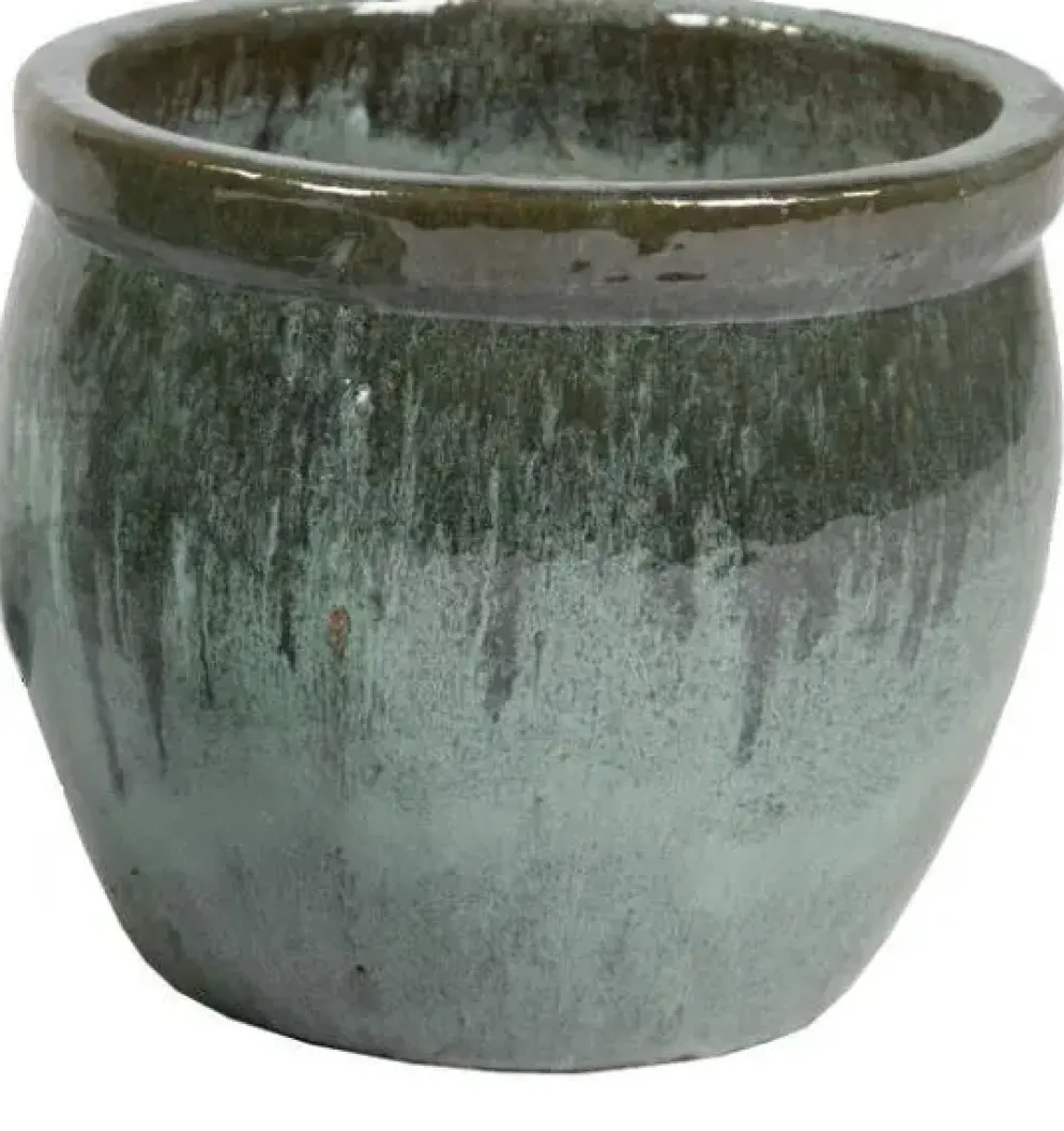 Mcollections Bloempot Delta Geglazuurd – Ø28 × H24 cm – Mosgroen