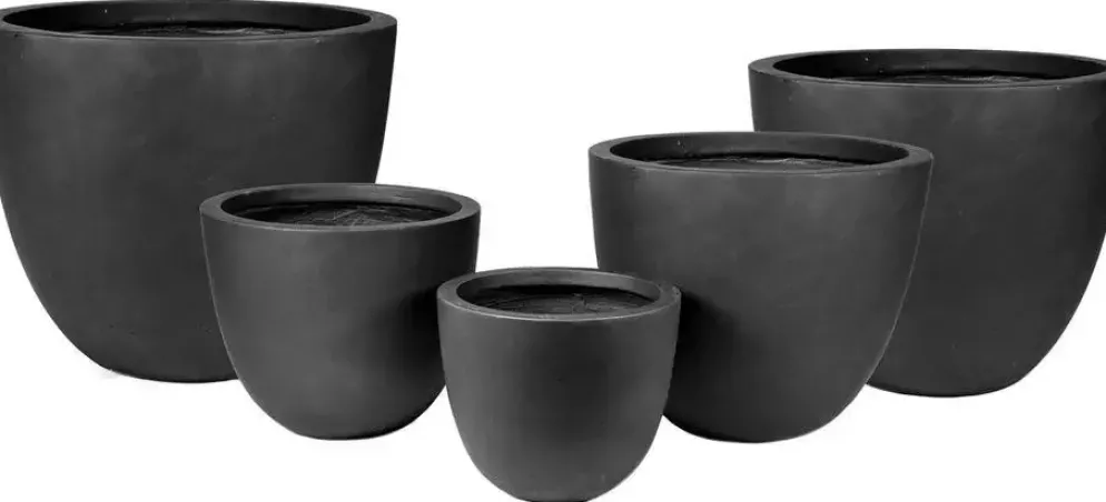 Mcollections Bloempot Egg Groot – 63 x 53 cm – Clayfibre – Antraciet