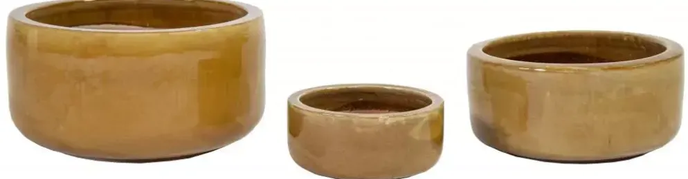 Mcollections Bloempot Geglazuurd – 21 x 10 cm – Honingkleur