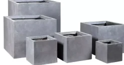 Mcollections Plantenbak Kubus – 23 x 23 x 23 cm – Clayfibre – Authentiek Grijs