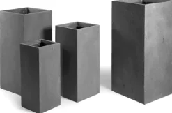 Mcollections Plantenbak Kubus Hoog – 28 x 28 x 60 cm – Clayfibre – Loodkleur