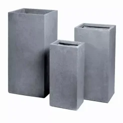 Mcollections Plantenbak Kubus Hoog – 23 x 23 x 50 cm – Clayfibre – Grijs