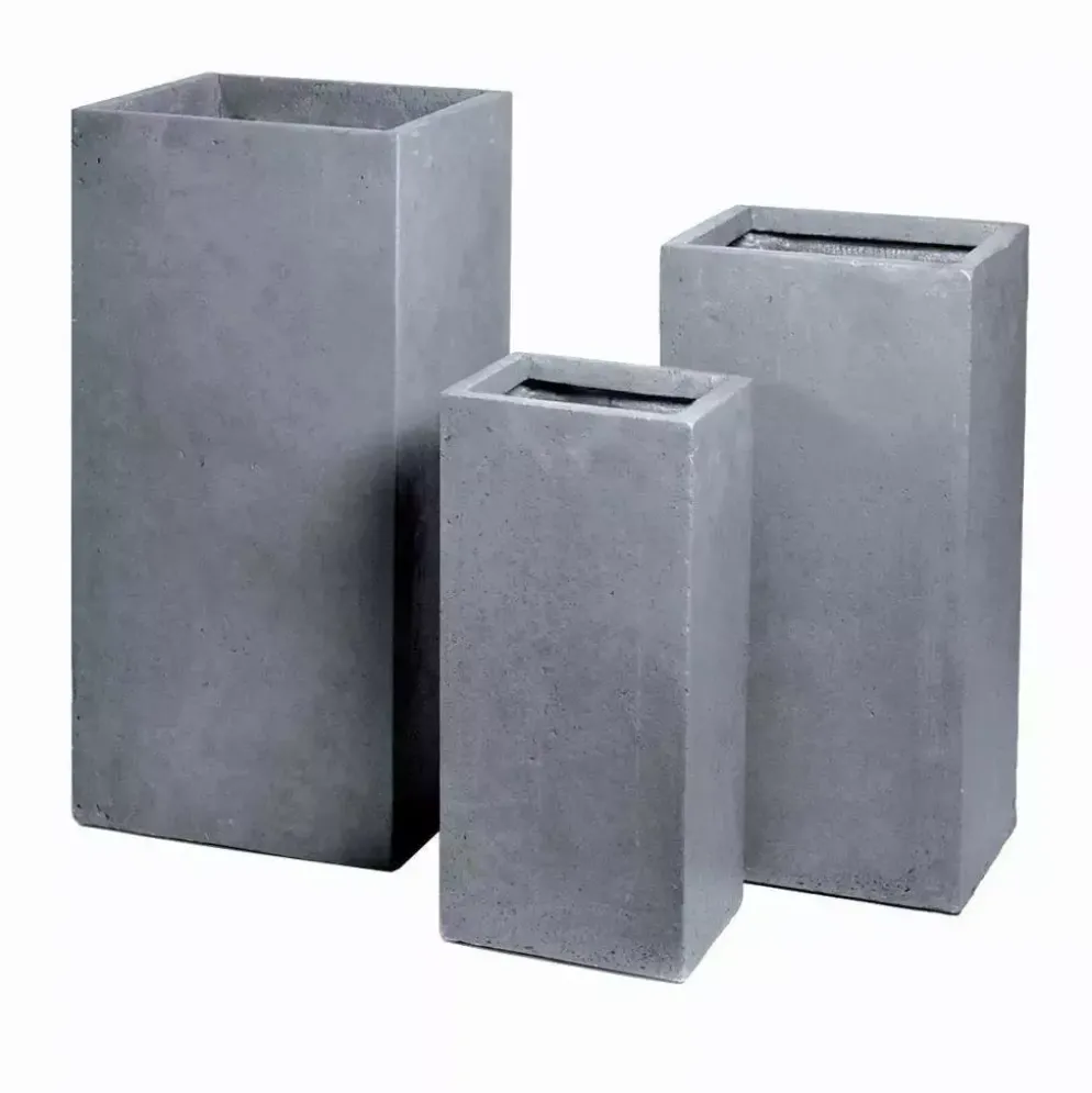 Mcollections Plantenbak Kubus Hoog – 23 x 23 x 50 cm – Clayfibre – Grijs