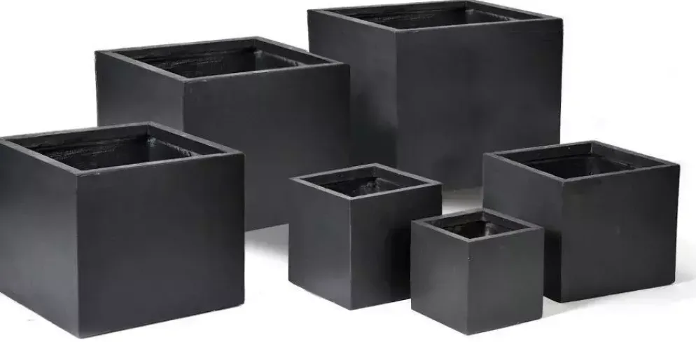 Mcollections plantenbak kubus clayfibre 40x40x40 cm antraciet