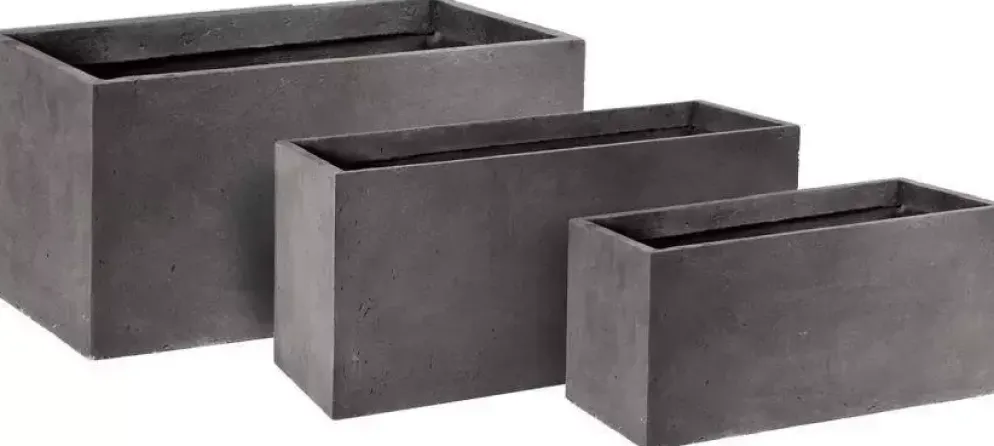 Mcollections Plantenbak Rechthoek – 60 x 30 x 30 cm – Clayfibre – Loodkleur