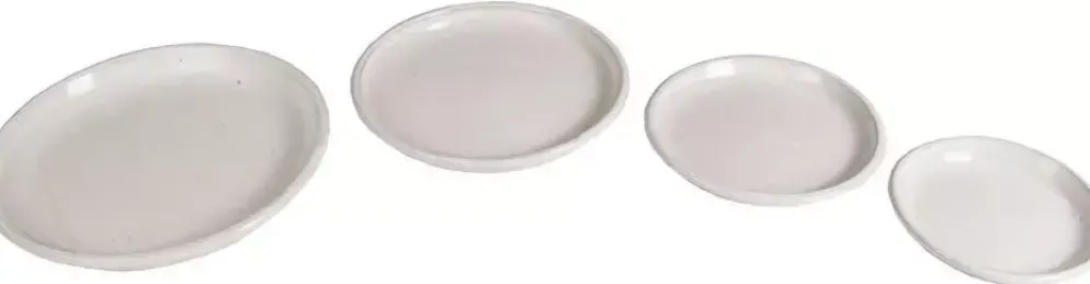 Mcollections Schotel Geglazuurd – Ø34 x H4 cm – Wit
