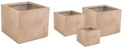 Mega Collections Bloembak Kubus Texas – 44 x 38 cm – Clayfibre – Zandkleur