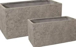 Mega Collections Bloemenpot Bigular Sand - Clayfibre – L60 x B30 x H30cm – Zand