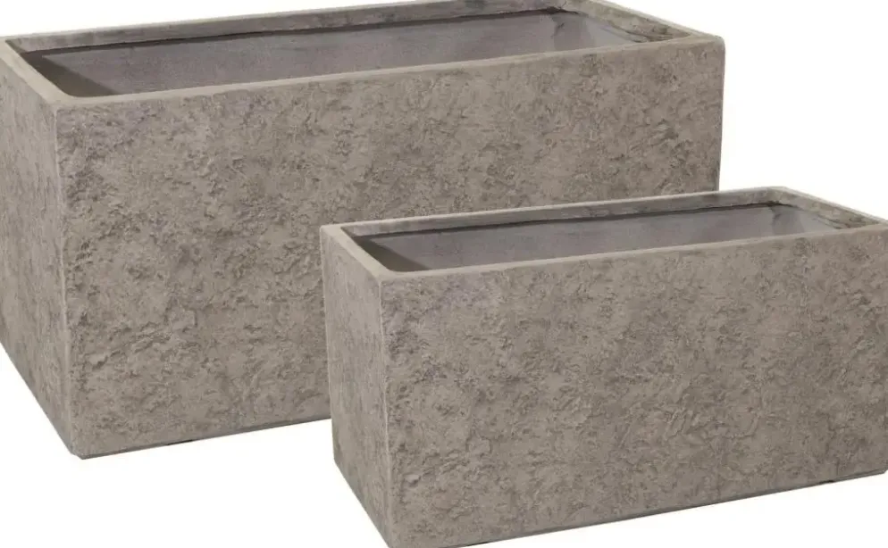 Mega Collections Bloemenpot Bigular Sand - Clayfibre – L60 x B30 x H30cm – Zand