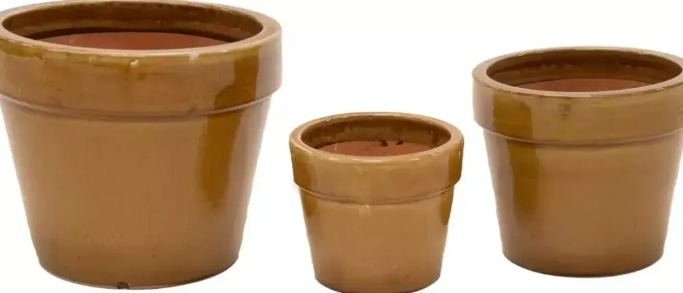 Mega Collections Bloempot Basic Geglazuurd Ø38xH30 cm Honinggeel