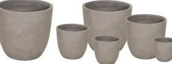 Mega Collections Bloempot Egg - Clayfibre – Ø45 x H43 cm – (Sand) Bruin