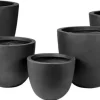 Mega Collections Bloempot Egg Clayfibre, Groot - Ø76 x H63 cm - Zwart