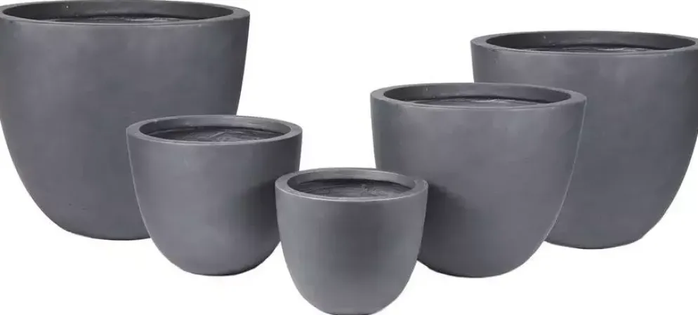 Mega Collections Bloempot Egg Clayfibre, Groot - Ø63x53 cm - Lood