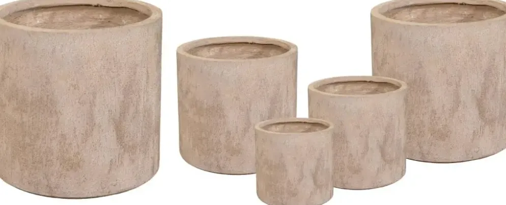 Mega Collections Bloempot Texas Cylinder – Ø46 x H43 cm – Sand Wash (Bruin)