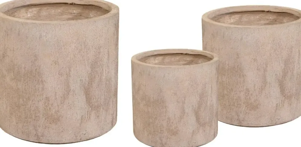 Mega Collections Bloempot Texas Cylinder – Ø39 x H38 cm – Sand Wash (Bruin)