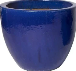 Mega Collections Geglazuurde Bloempot Egg Ø60x52 cm – Blauw