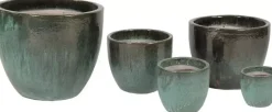 Mega Collections Geglazuurde Bloempot Egg Ø22x21 cm – Mos groen