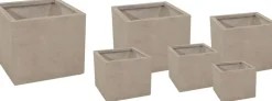 Mega Collections Kubus Plantenbak Clayfibre – L34 x B34 x H30 – Zand (Bruin)