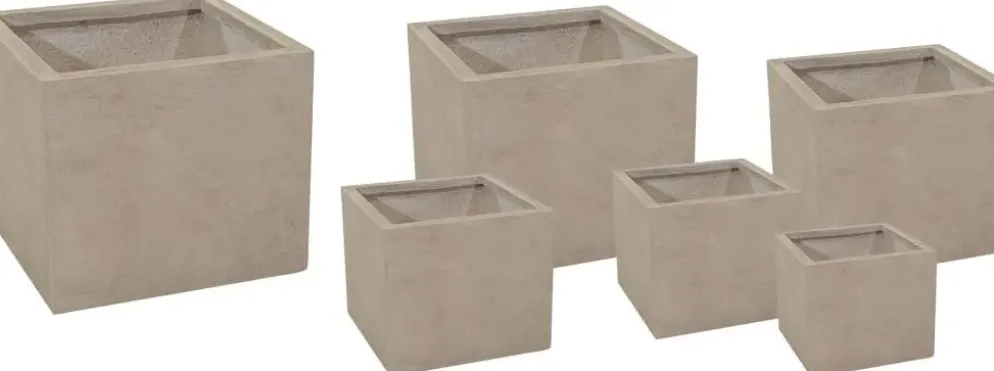 Mega Collections Plantenbak Kubus Clayfibre L23 x B23 x H23 cm Zand