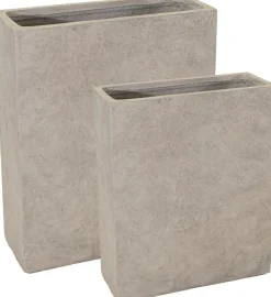 Mega Collections Plantenbak/Terrasafscheider Clayfibre 95L - L60 x B22 x H72 cm - Zand (Bruin)