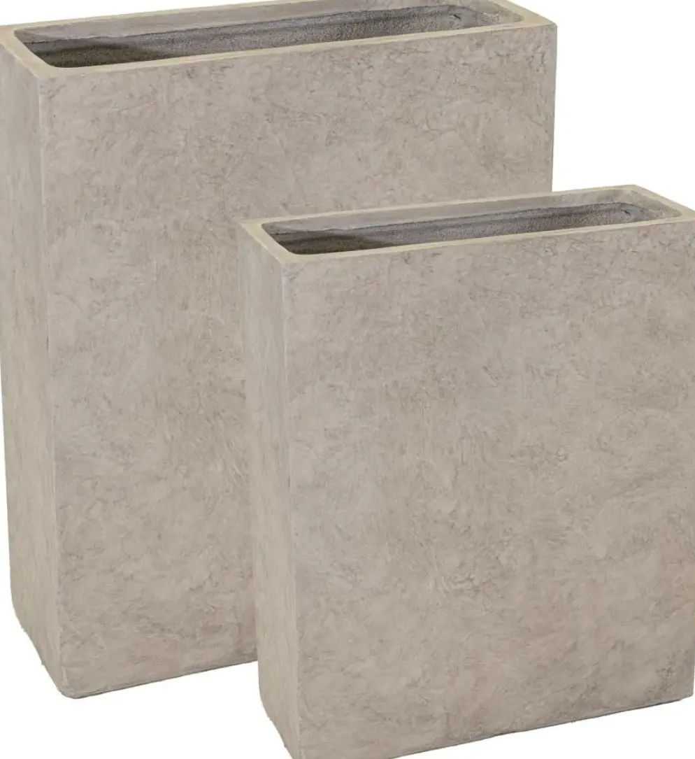 Mega Collections Plantenbak/Terrasafscheider Clayfibre 95L - L60 x B22 x H72 cm - Zand (Bruin)
