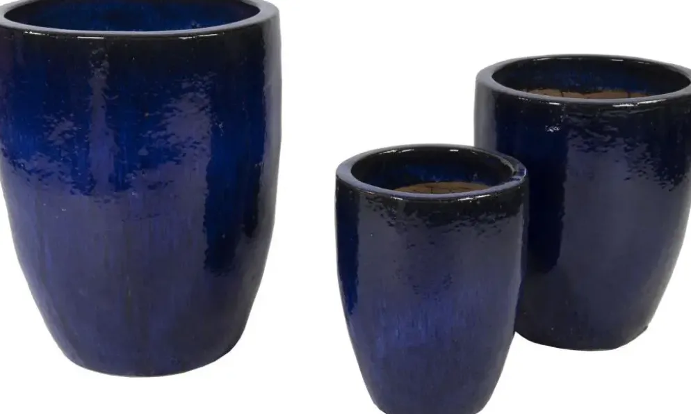 Mega Collections Vaas Egg Geglazuurd Ø54x67 cm – Blauw