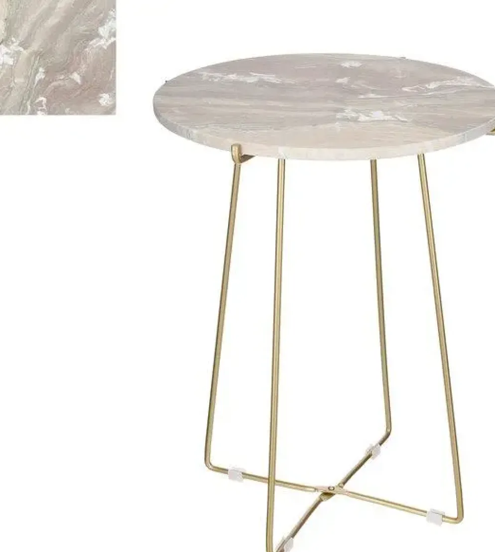 Mica Decorations Alec bijzettafel 55 x Ø 43cm marmer, lichtroze