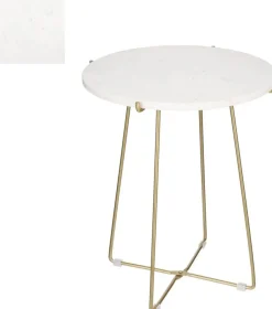 Mica Decorations Alec bijzettafel 50 x Ø 43cm marmer, wit