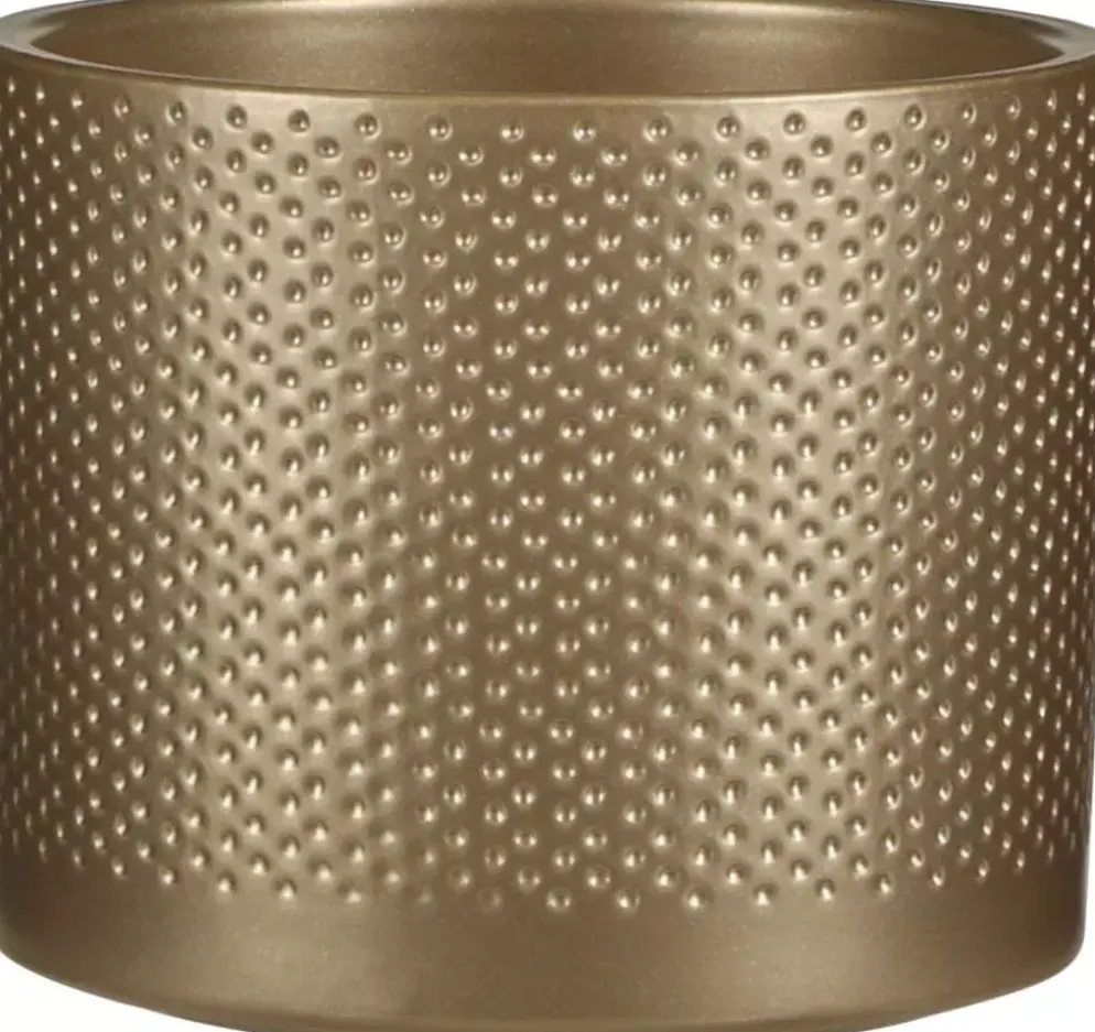 Mica Decorations bloempot Era rond 15x13cm goud reliëf