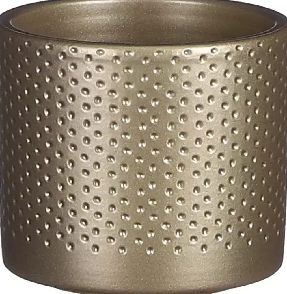 Mica Decorations bloempot Era rond 10x8,5cm goud reliëf