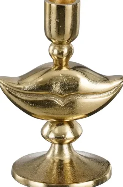 Mica Decorations kandelaar aluminium lippen 10.5x8.5x15cm goud
