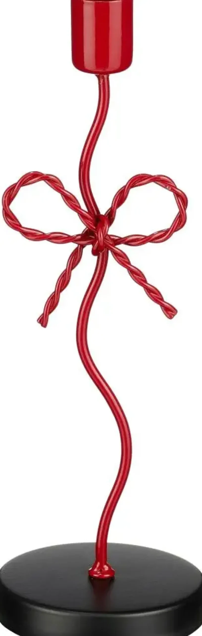Mica Decorations kandelaar ijzer strik 8x7x25cm rood
